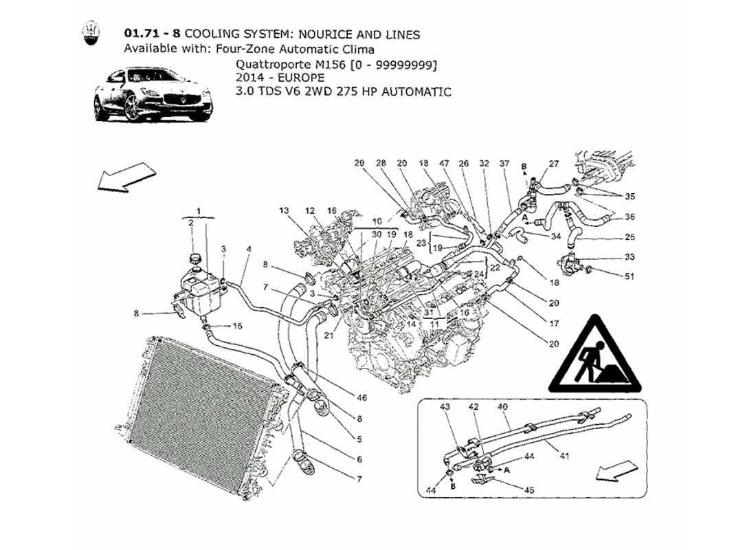 a part diagram from the maserati qtp. v6 3.0 tds 275bhp 2014 parts catalogue