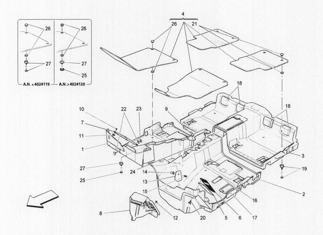 a part diagram from the maserati qtp. v6 3.0 bt 410bhp 2wd 2017 parts catalogue