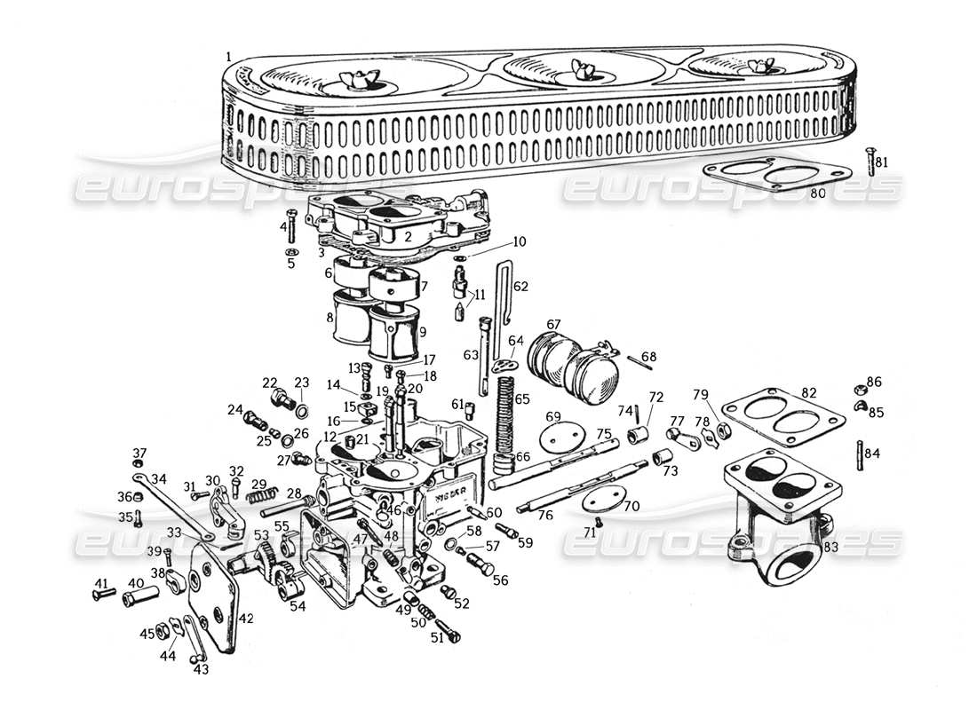 a part diagram from the ferrari 250 gte (1957) parts catalogue