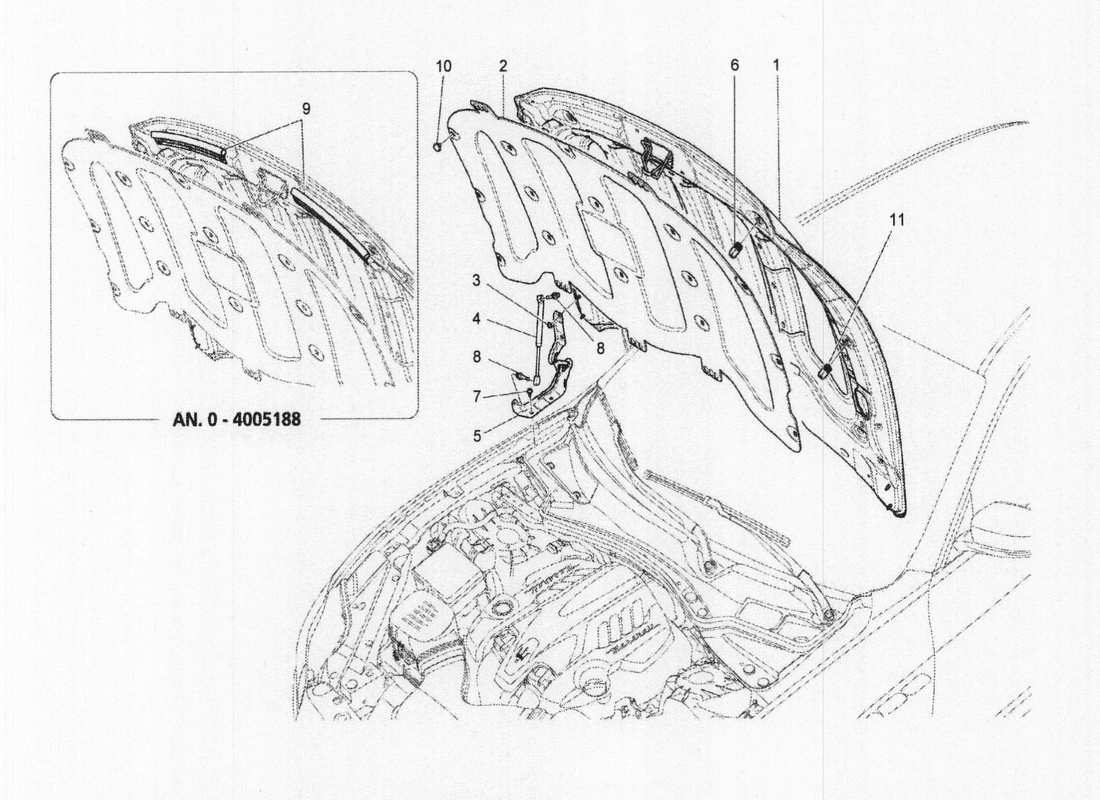 a part diagram from the Maserati QTP. V6 3.0 BT 410bhp 2wd 2017 parts catalogue