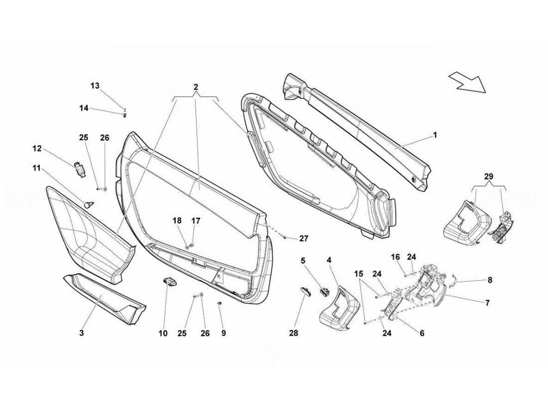 a part diagram from the Lamborghini Gallardo LP560-4s update parts catalogue