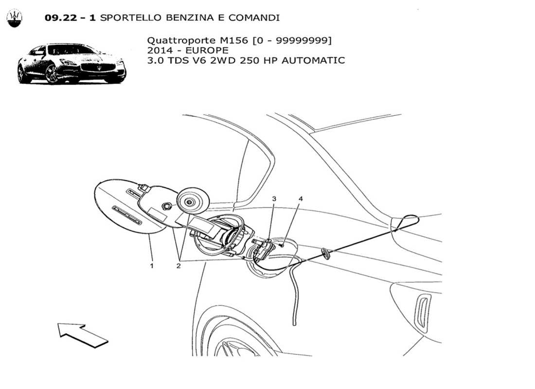 a part diagram from the maserati qtp. v6 3.0 tds 250bhp 2014 parts catalogue