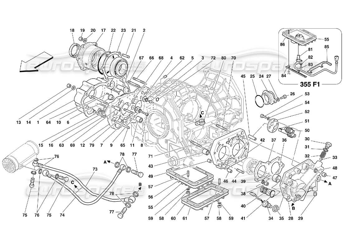 a part diagram from the ferrari 355 (5.2 motronic) parts catalogue