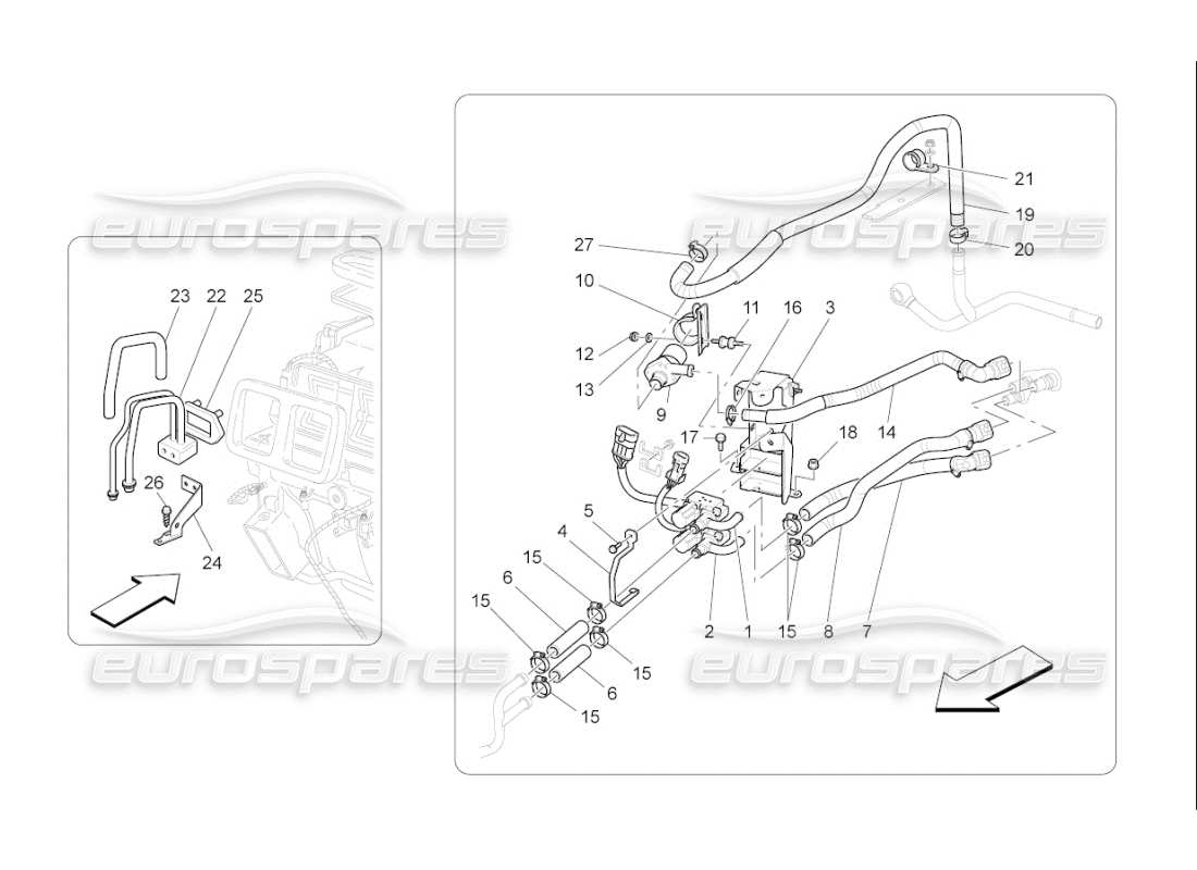 maserati qtp. (2009) 4.7 auto a c unit: engine compartment devices part diagram