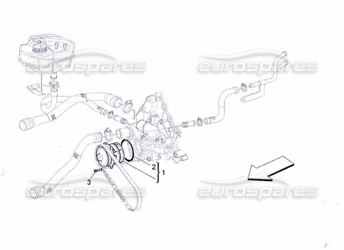 maserati qtp. (2010) 4.2 cooling system: water pump parts diagram
