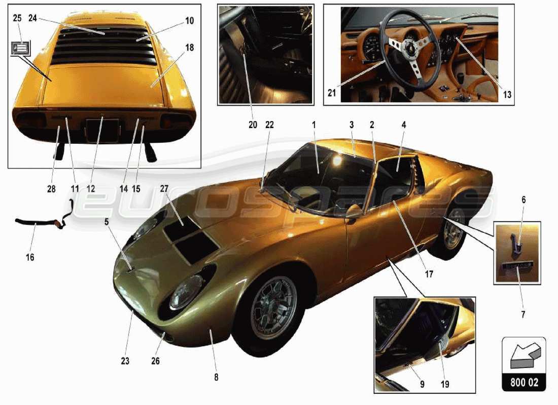 lamborghini miura p400s body parts diagram