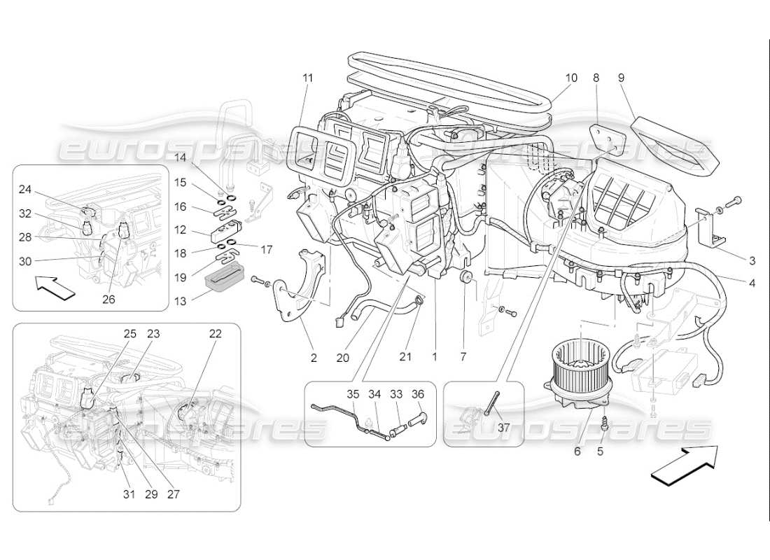 maserati qtp. (2007) 4.2 f1 a c unit: dashboard devices parts diagram