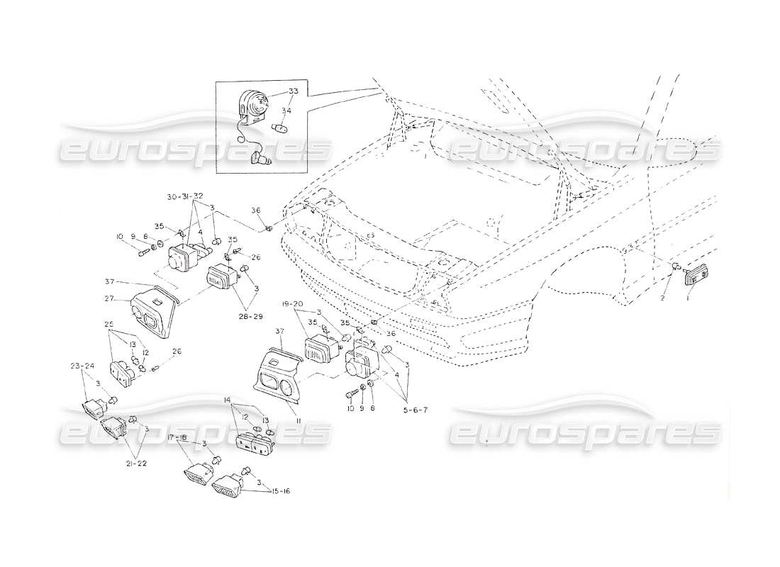 maserati shamal headlamps parts diagram