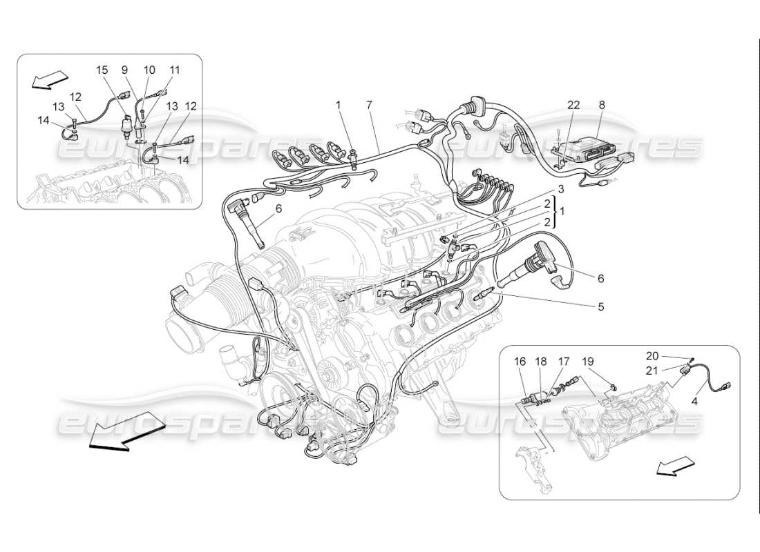 maserati qtp. (2007) 4.2 f1 electronic control: injection and engine timing control parts diagram