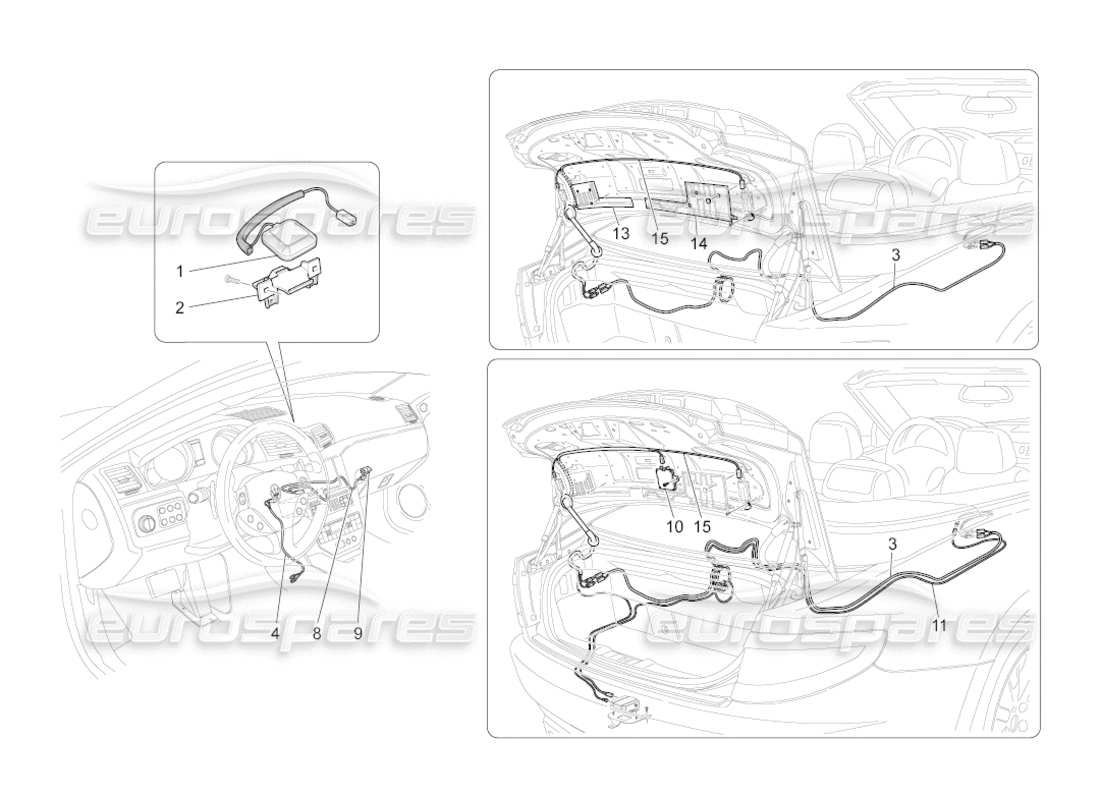 maserati grancabrio (2011) 4.7 reception and connection system parts diagram