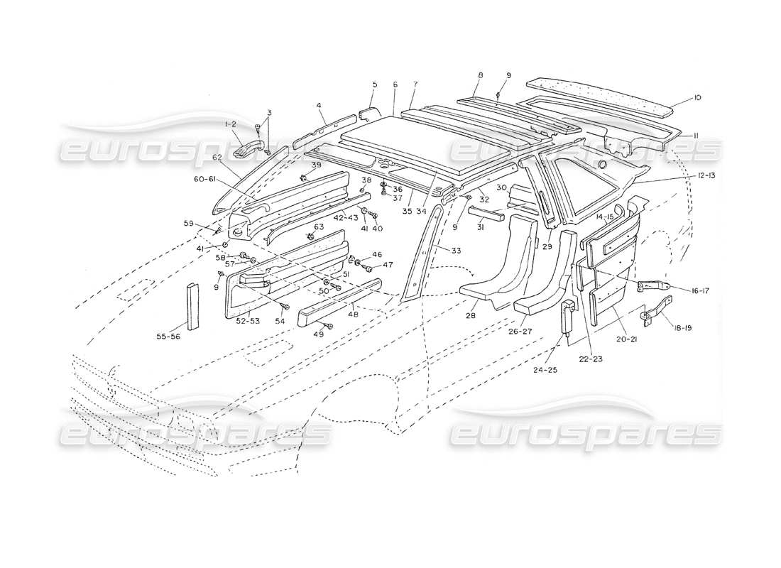 maserati shamal internal trimming parts diagram