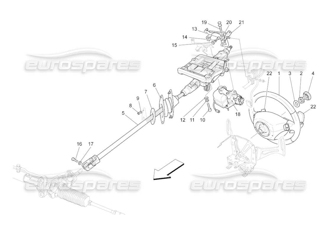 maserati grancabrio (2011) 4.7 steering column and steering wheel unit parts diagram