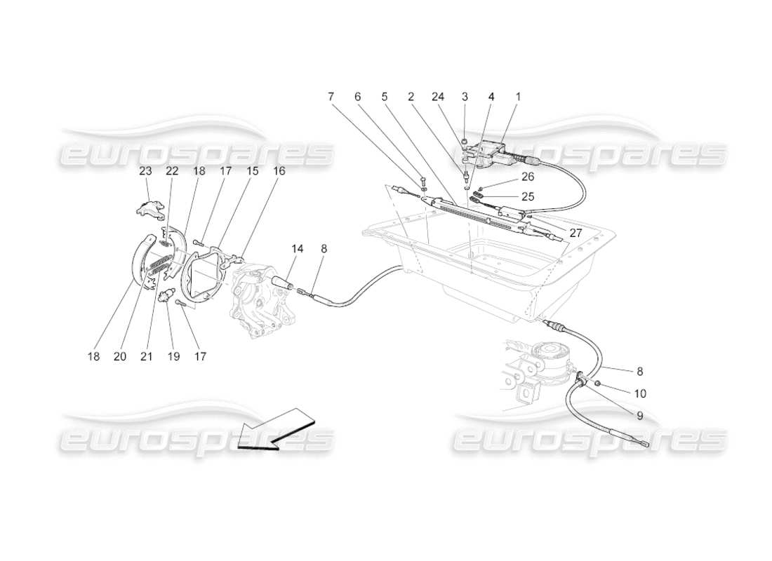 maserati grancabrio (2011) 4.7 handbrake parts diagram