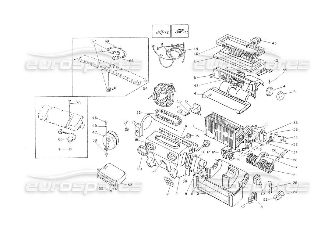 maserati shamal air conditioner assy parts diagram