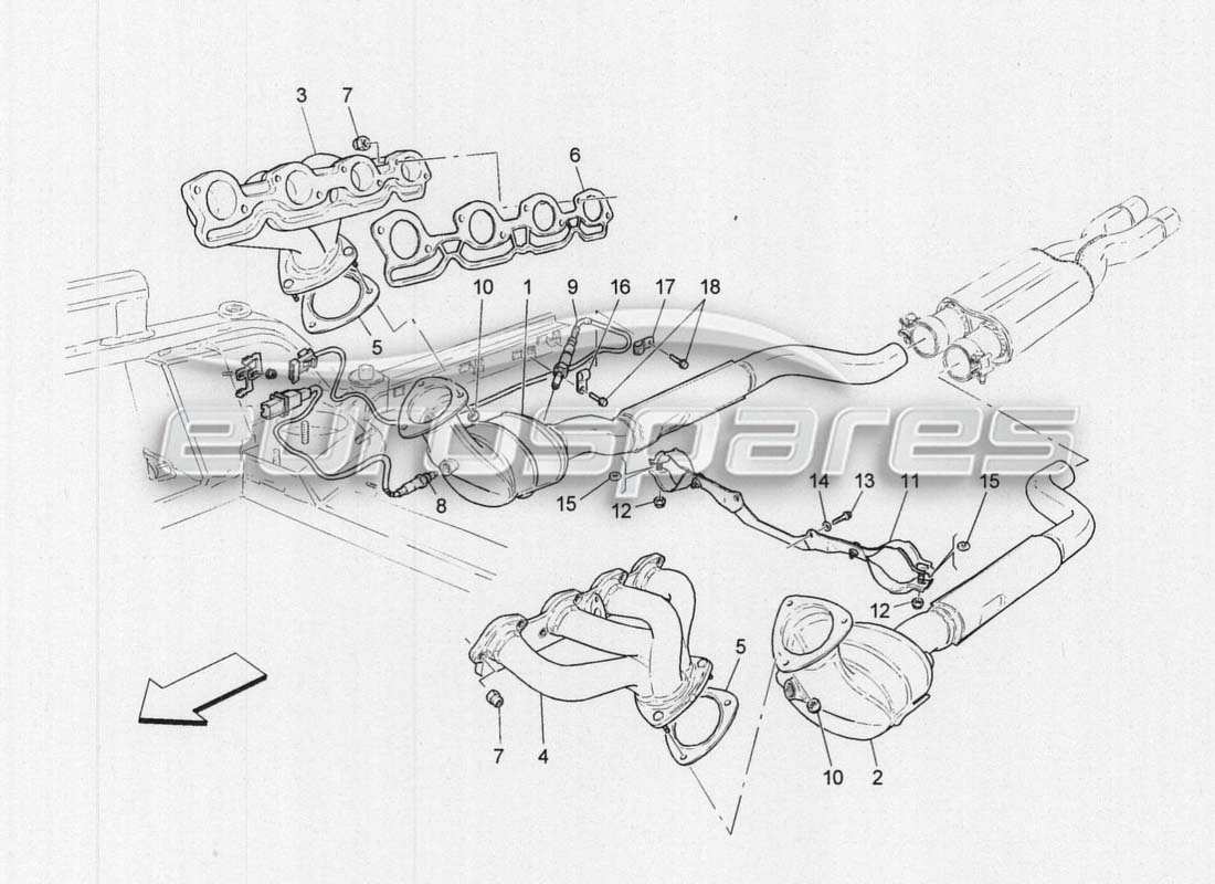 maserati grancabrio mc centenario precatalysts and catalysts parts diagram