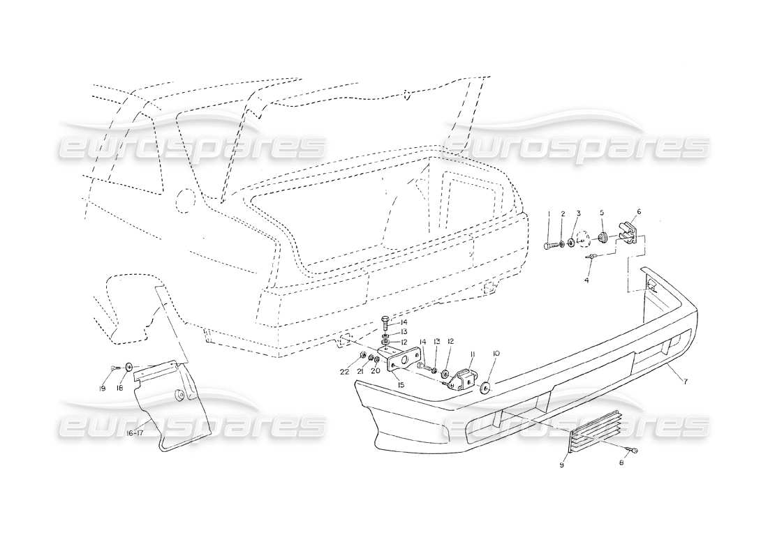 maserati shamal rear bumper parts diagram