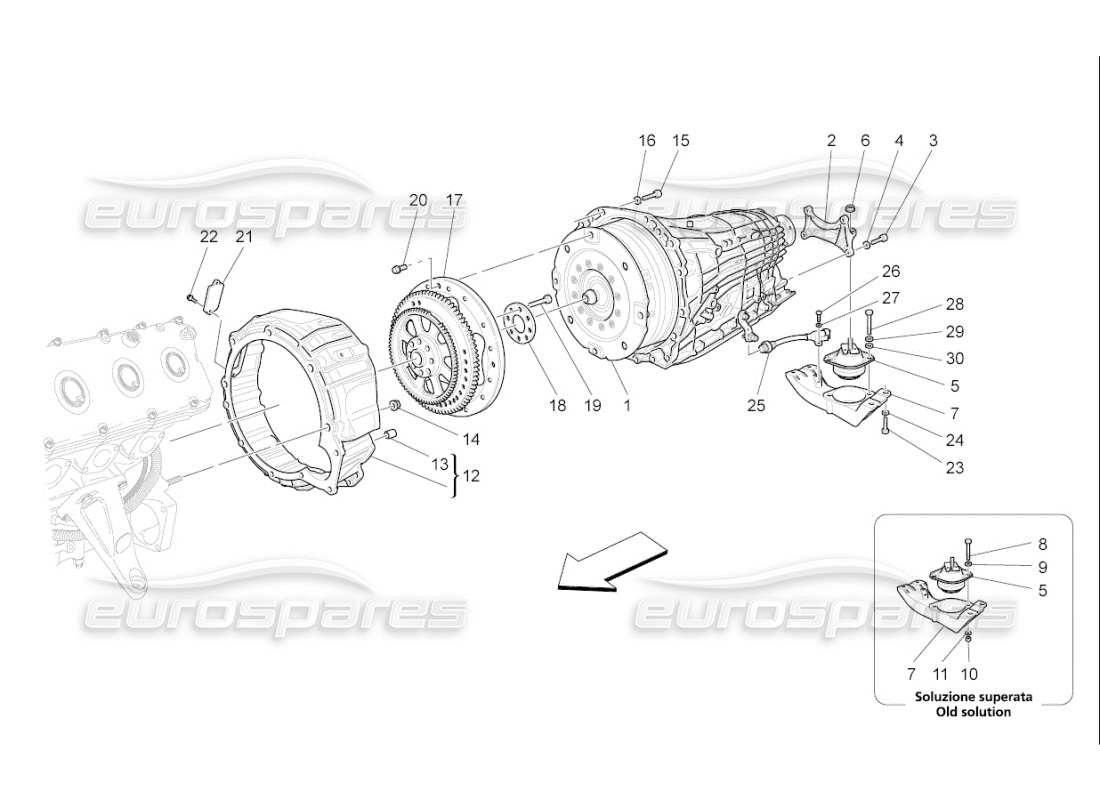 maserati qtp. (2009) 4.7 auto gearbox housings part diagram