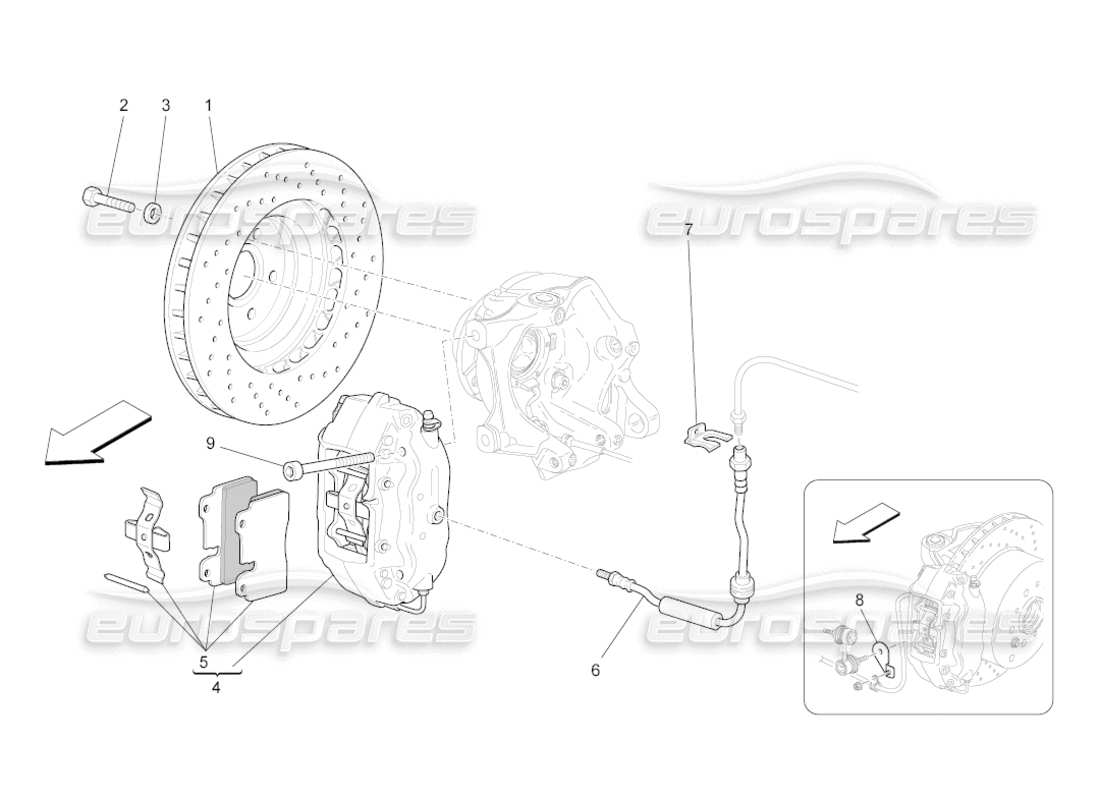 maserati grancabrio (2011) 4.7 braking devices on rear wheels parts diagram