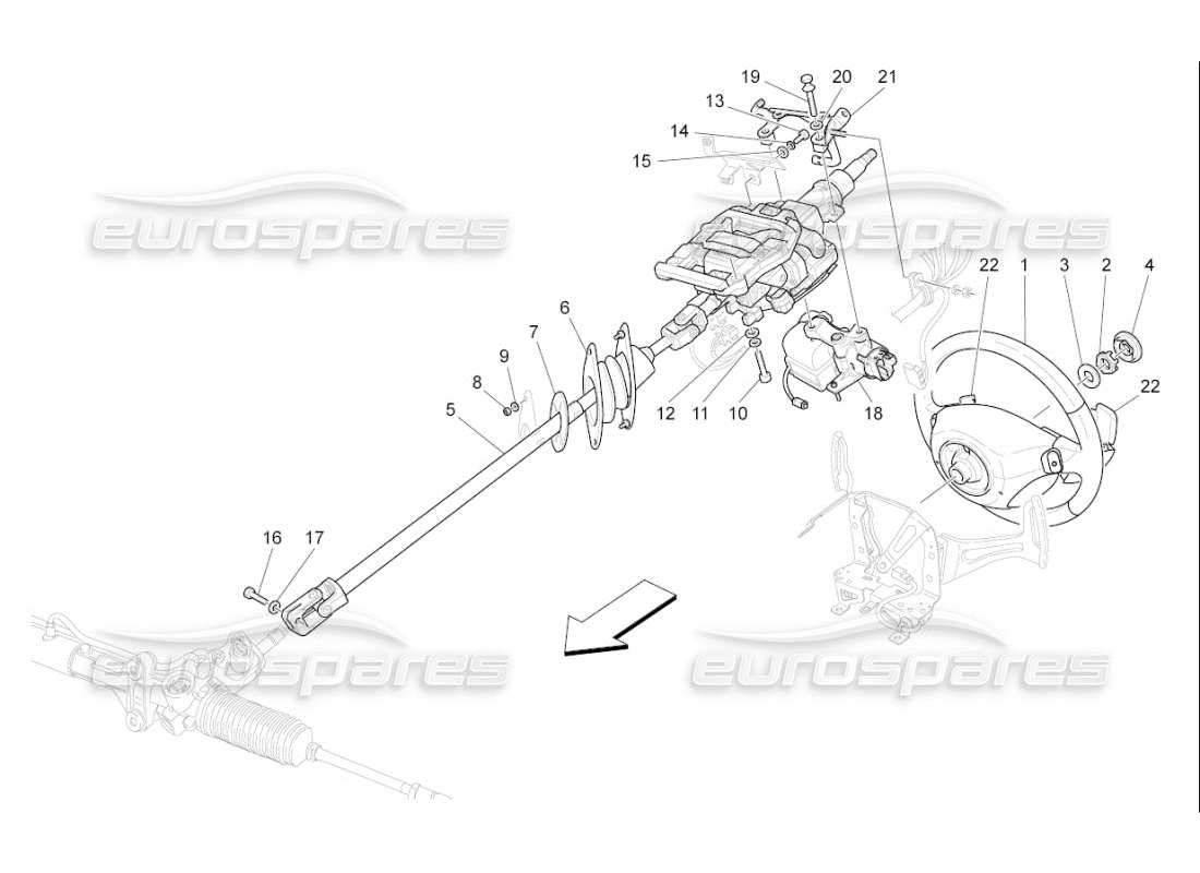 maserati qtp. (2009) 4.7 auto steering column and steering wheel unit part diagram