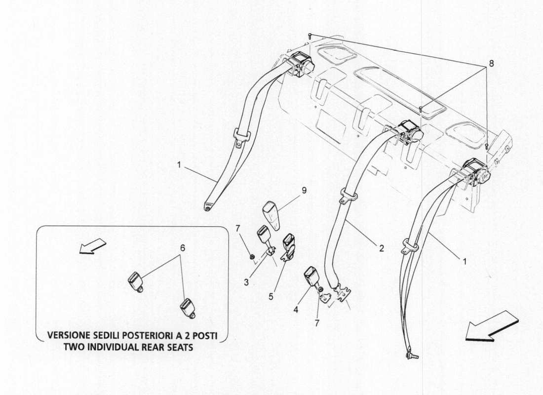 maserati qtp. v6 3.0 bt 410bhp 2015 rear seat belts parts diagram