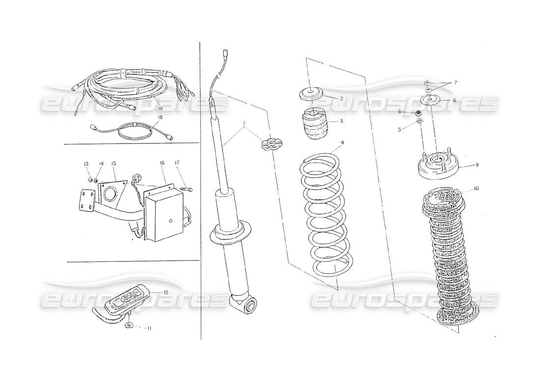 maserati shamal electronic adjust. rear shock absorber parts diagram