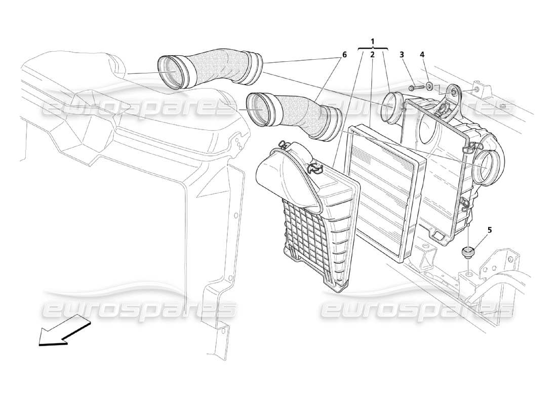 maserati qtp. (2003) 4.2 air filter, intake and conveyor parts diagram