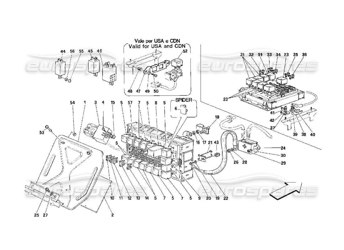 ferrari 348 (2.7 motronic) electrical boards parts diagram