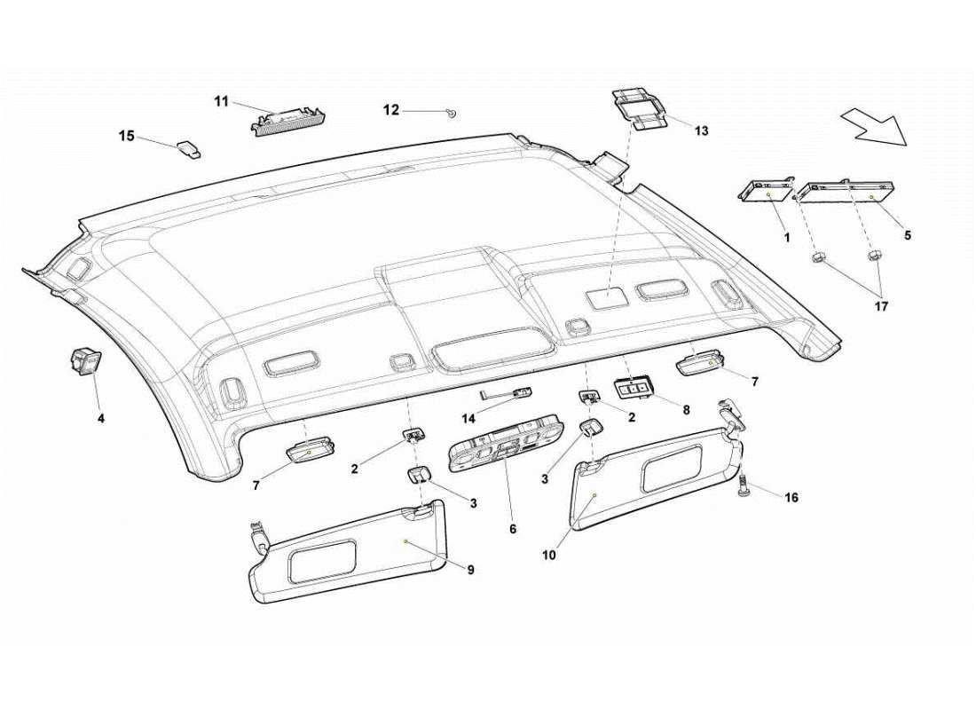 lamborghini gallardo sts ii sc roof panel accessories parts diagram