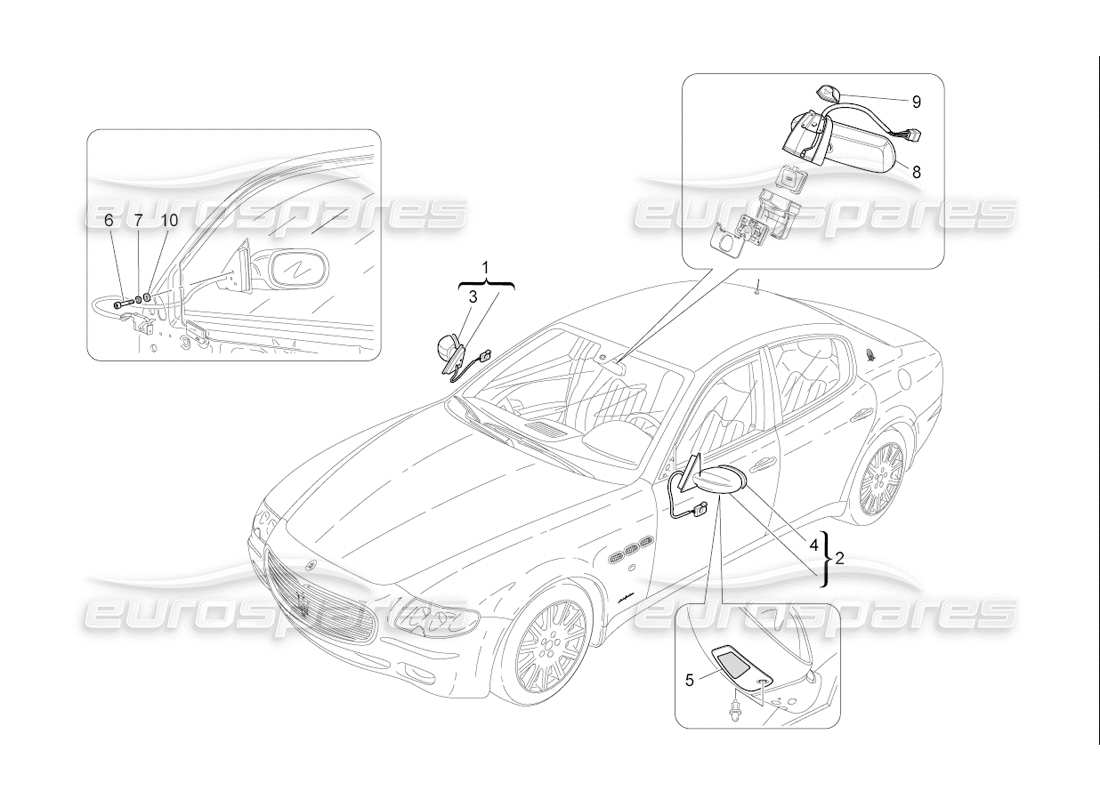 maserati qtp. (2006) 4.2 f1 internal and external rear-view mirrors part diagram