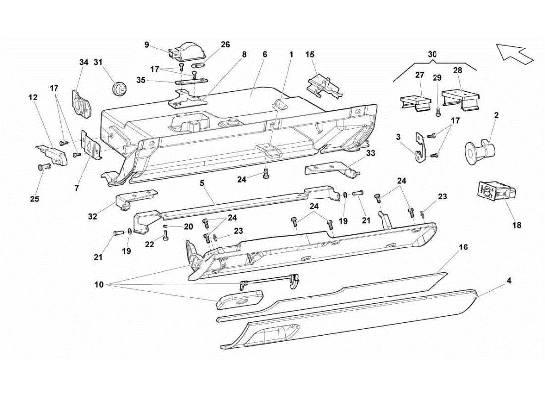 lamborghini gallardo sts ii sc passenger side drawer parts diagram