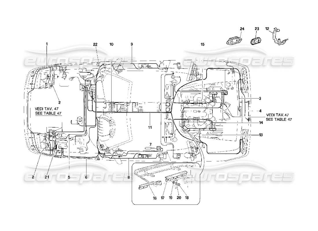 ferrari 348 (2.7 motronic) electrical system parts diagram