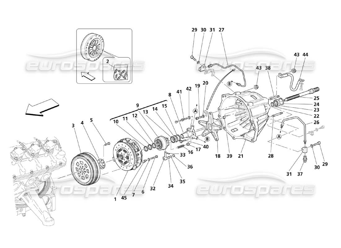 maserati qtp. (2003) 4.2 clutch disc & housing for f1 gearbox parts diagram