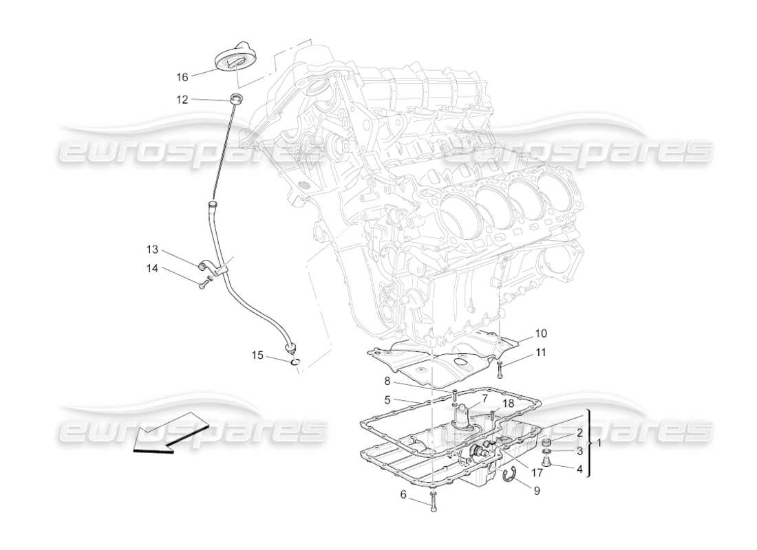 maserati grancabrio (2010) 4.7 lubrication system: circuit and collection part diagram