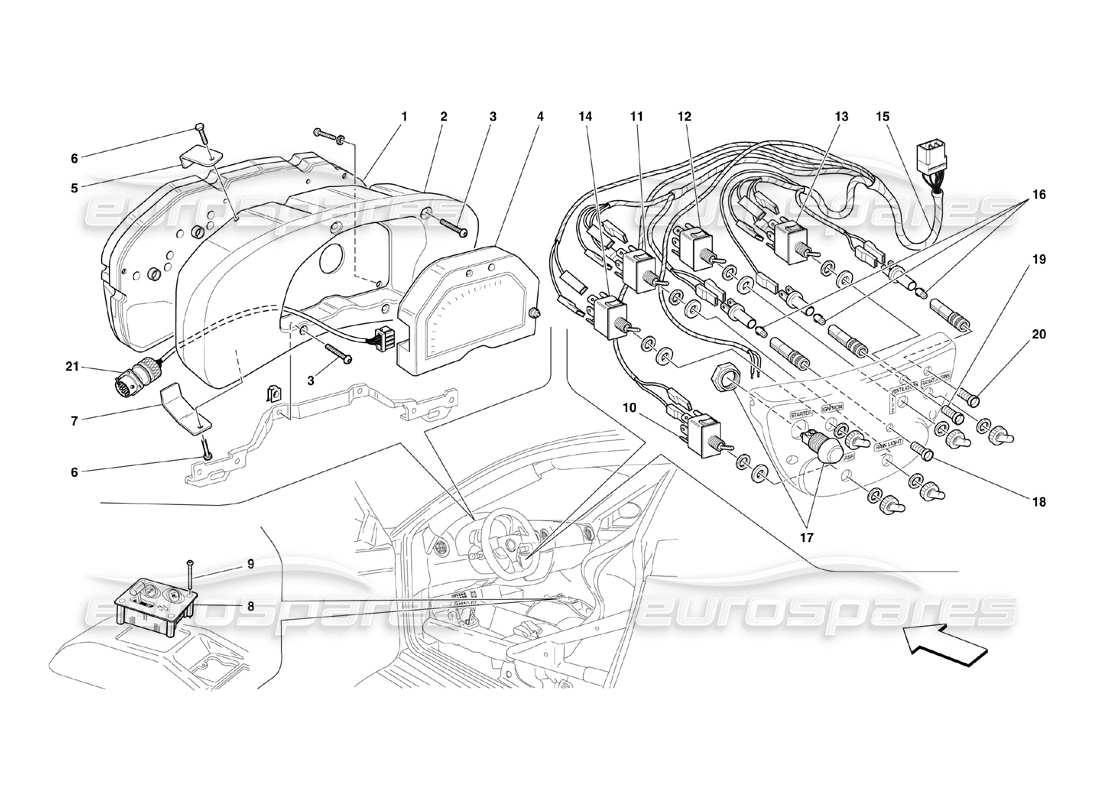 ferrari 360 challenge (2000) dashboard instruments parts diagram