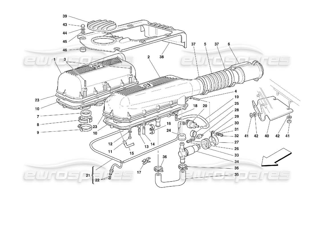 ferrari 355 (2.7 motronic) air boxes parts diagram