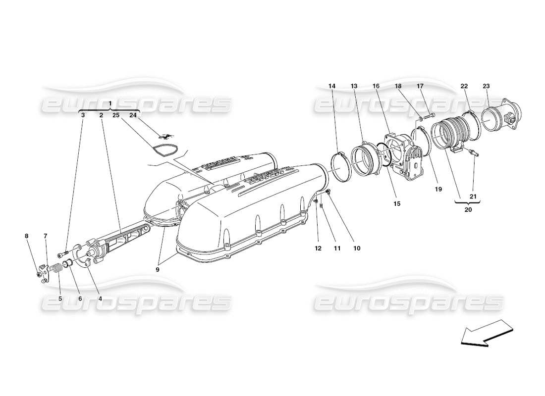 ferrari 430 challenge (2006) air intake manifold cover parts diagram