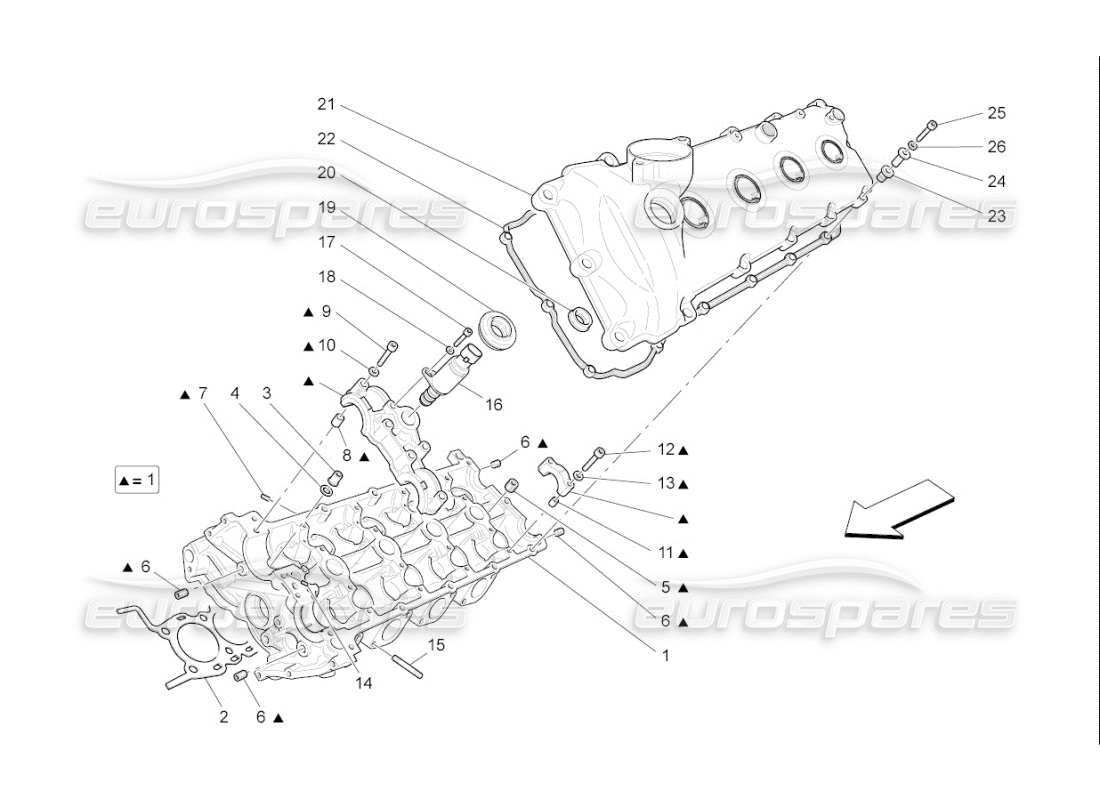 maserati qtp. (2009) 4.2 auto lh cylinder head parts diagram