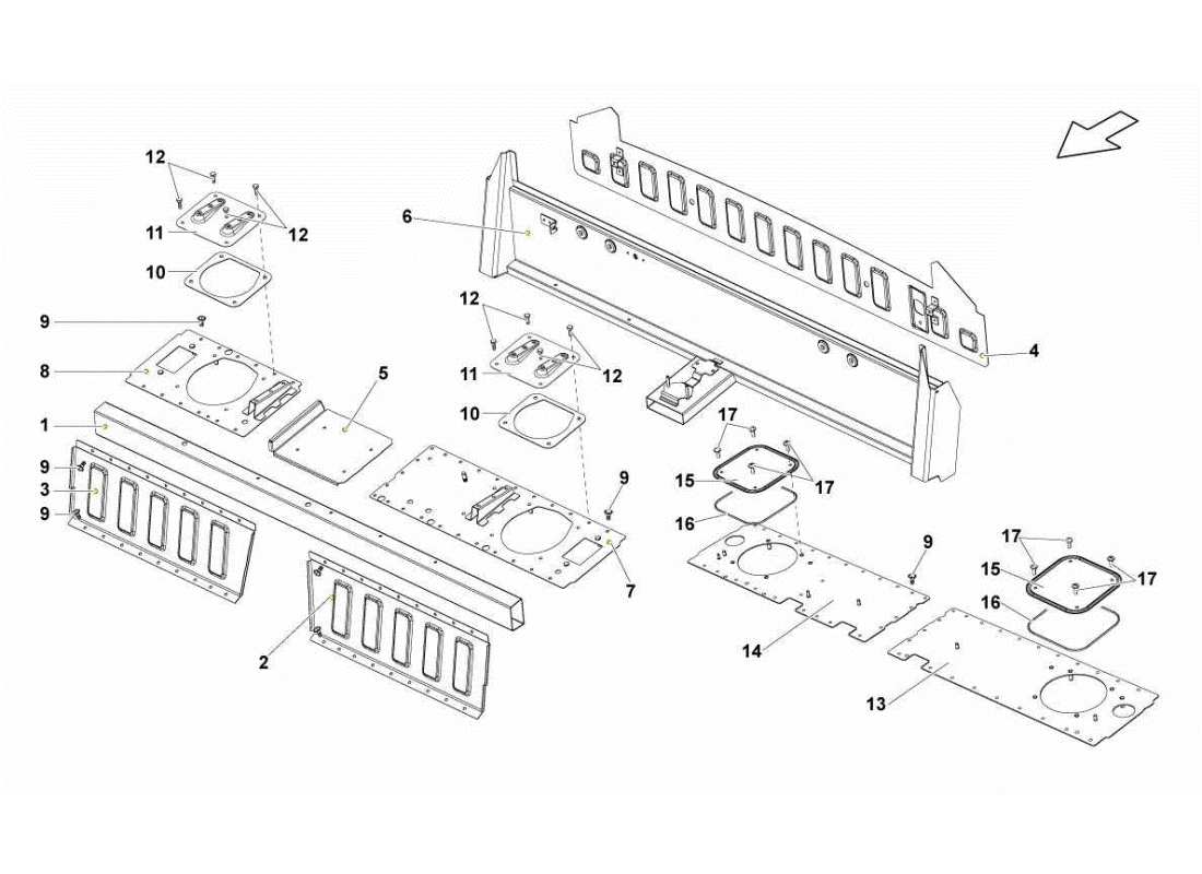 lamborghini gallardo sts ii sc center frame elements parts diagram