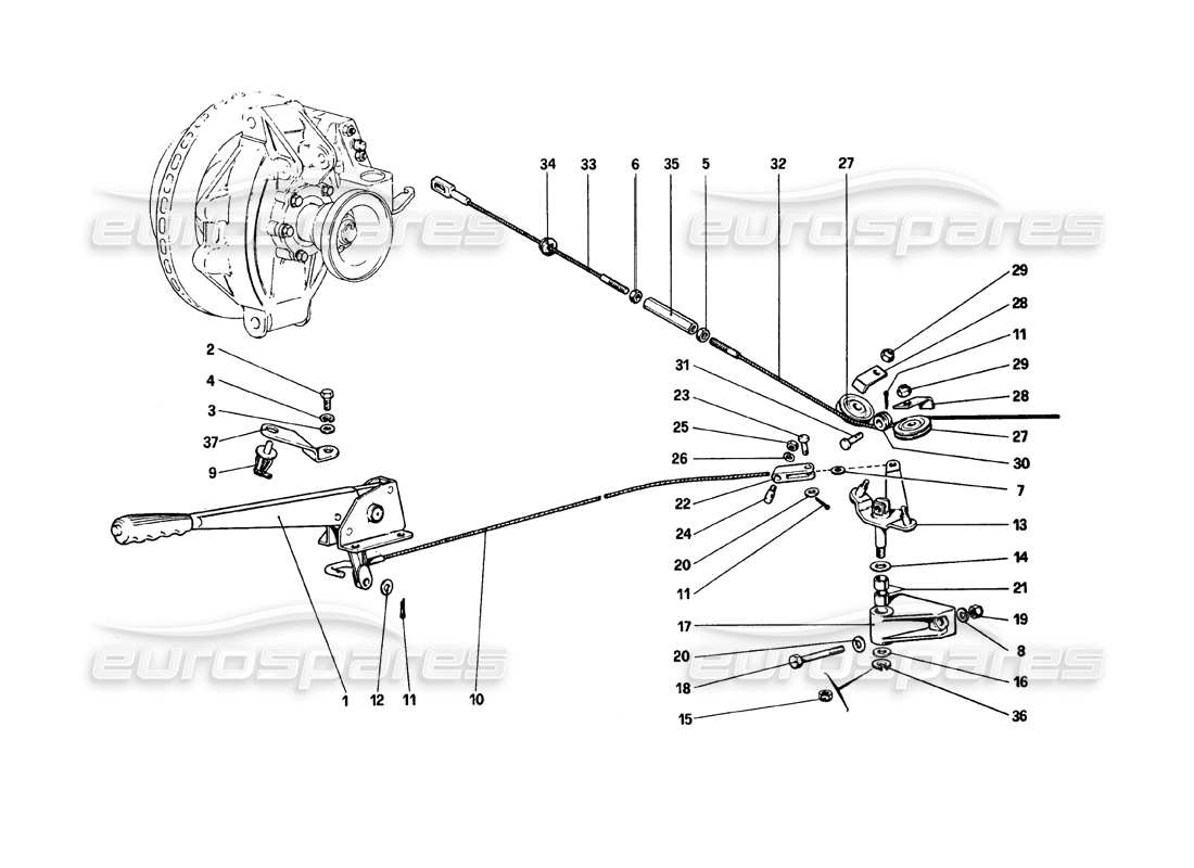 ferrari 308 gtb (1980) hand-brake control parts diagram