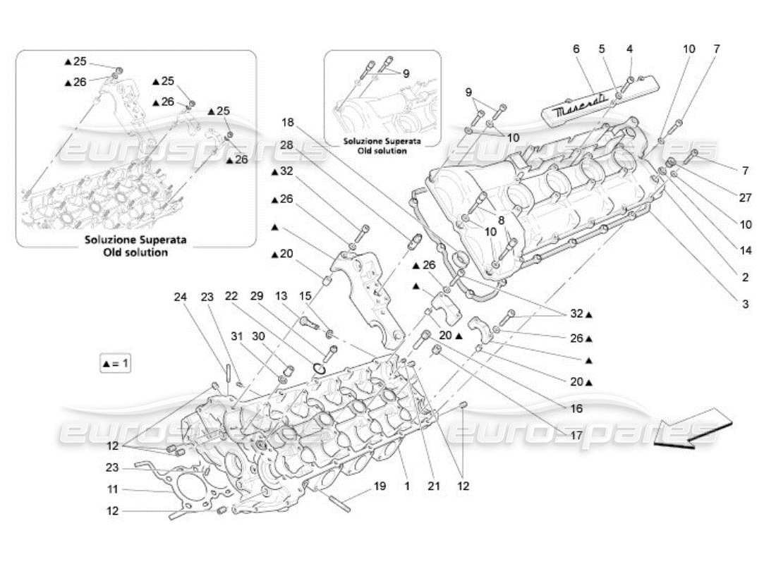 maserati qtp. (2005) 4.2 lh cylinder head part diagram