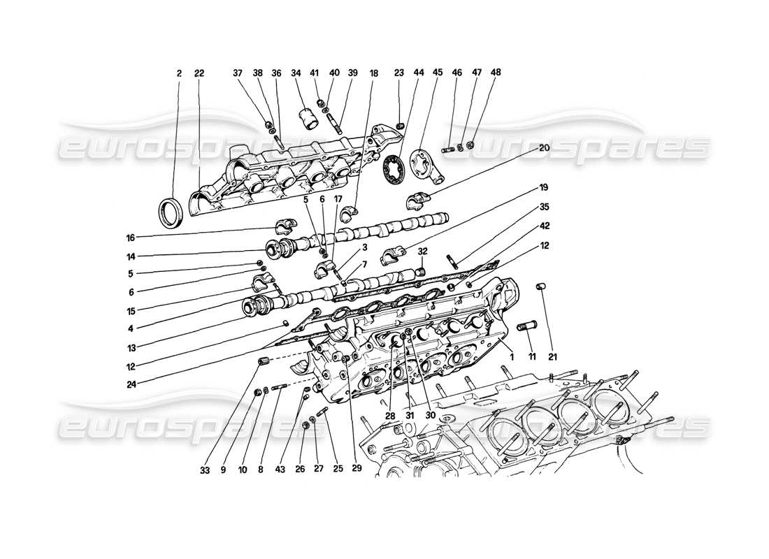 ferrari mondial 8 (1981) cylinder head (right) parts diagram