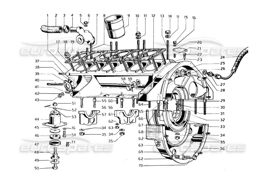 ferrari 275 gtb/gts 2 cam crankcase part diagram