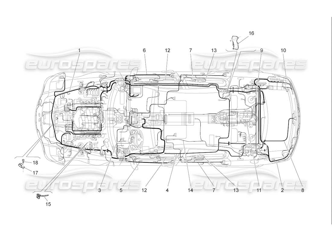 maserati qtp. (2006) 4.2 f1 main wiring parts diagram