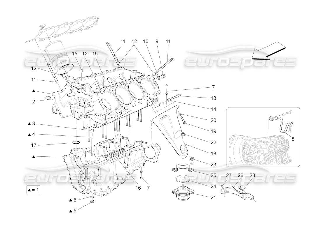 maserati grancabrio (2010) 4.7 crankcase parts diagram