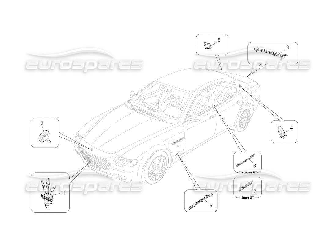 maserati qtp. (2011) 4.7 auto trims, brands and symbols part diagram