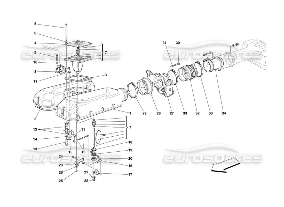 ferrari 360 challenge stradale air intake manifold cover parts diagram