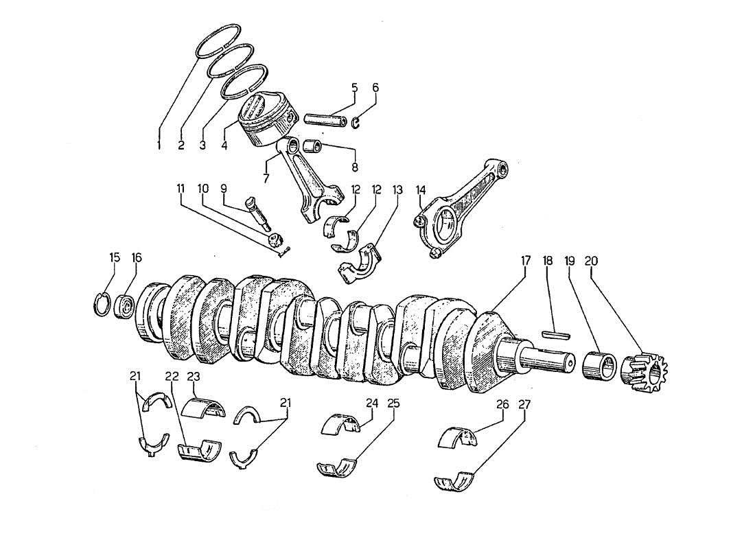 lamborghini jarama manovellismi e albero motore part diagram