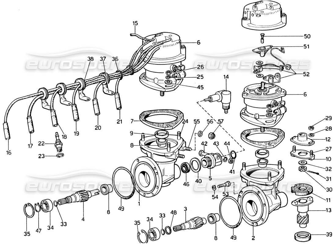 ferrari 365 gtb4 daytona (1969) distributors & controls part diagram