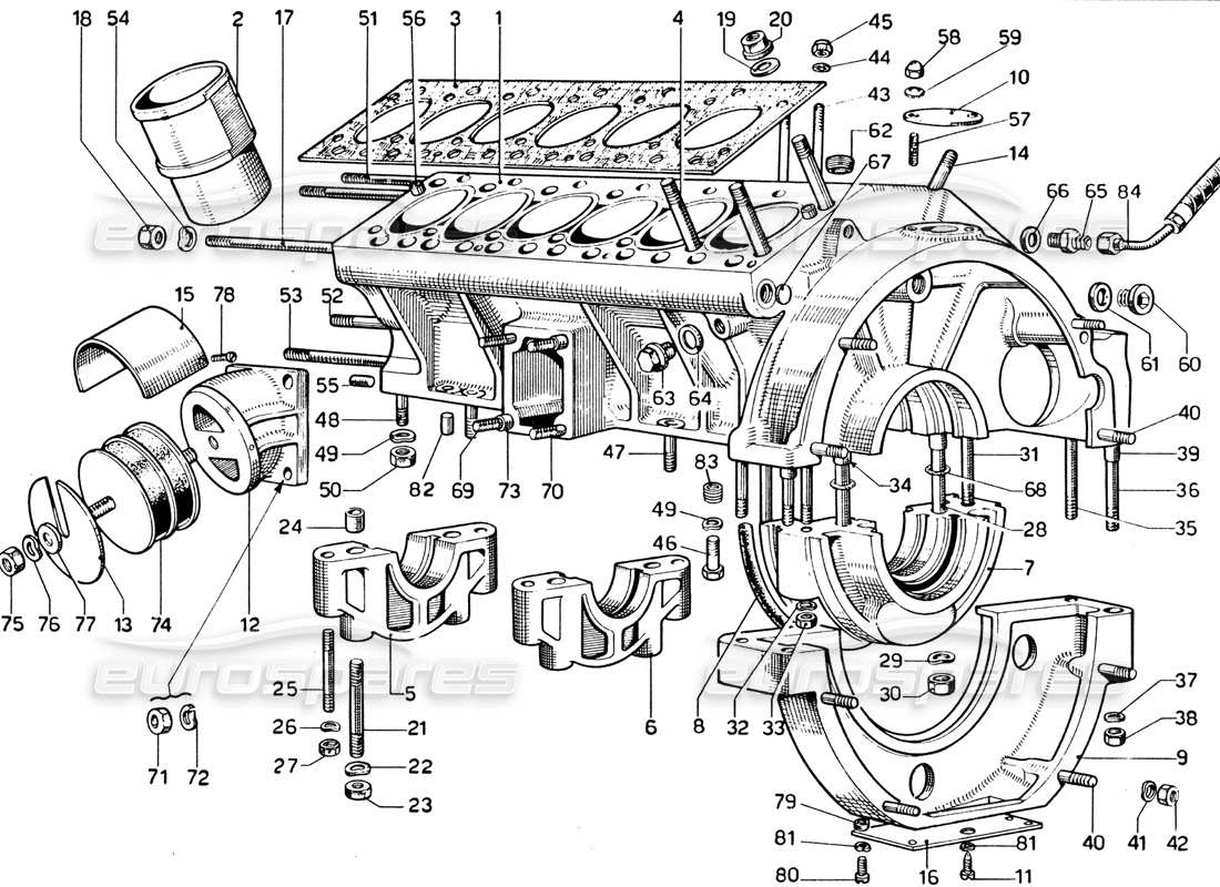 ferrari 365 gtb4 daytona (1969) crankcase part diagram