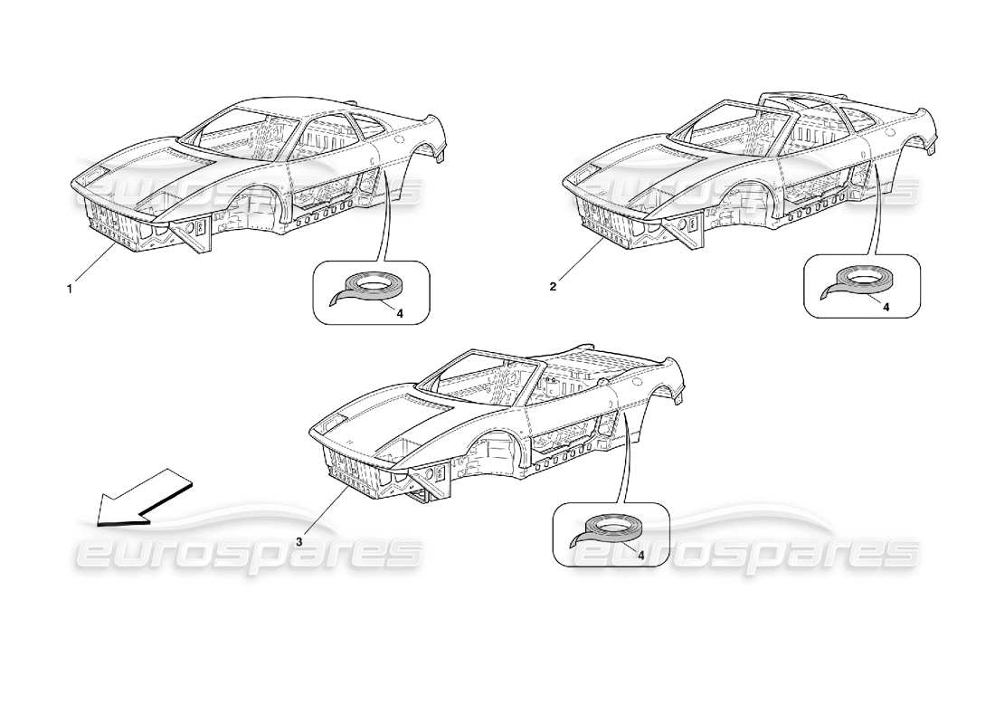 ferrari 355 (2.7 motronic) body - general units parts diagram